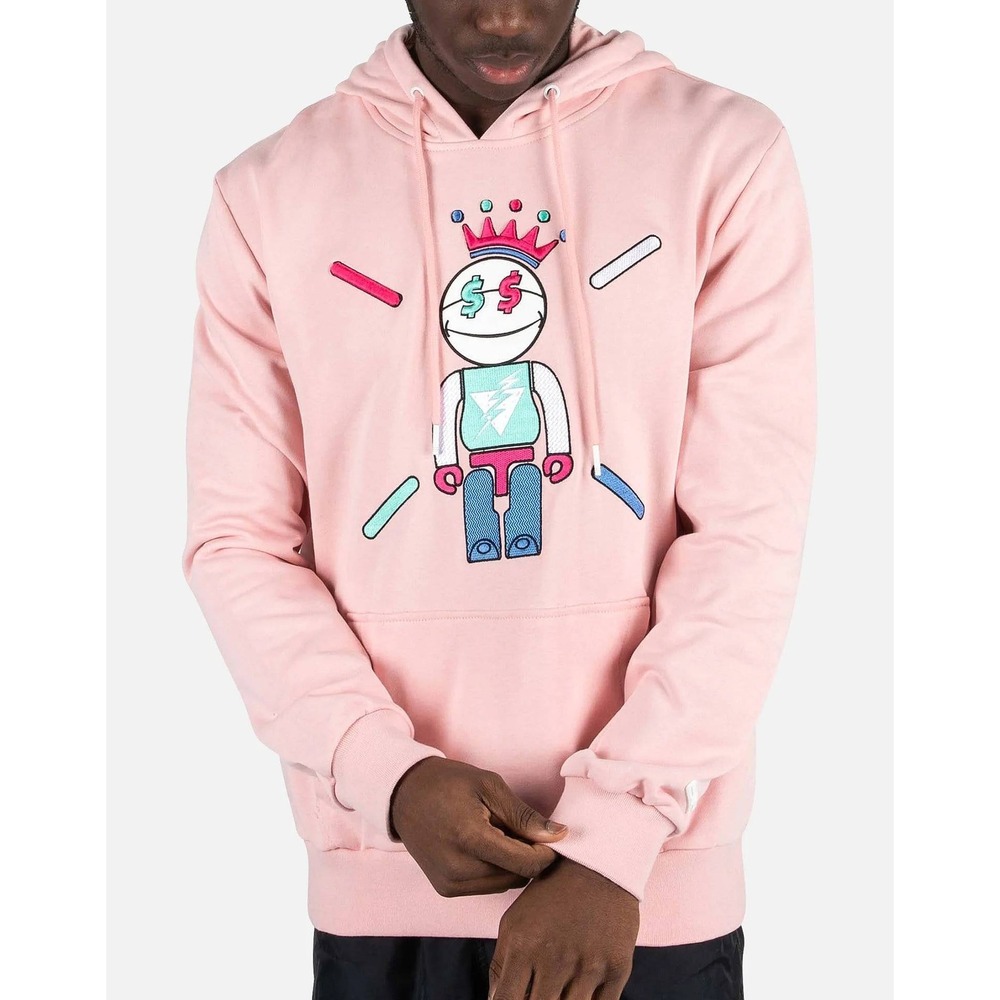 BKYS Graphic Hoodie Mens S Pink Robot Money Eyes Crown Baller Sweatshirt DTLR
